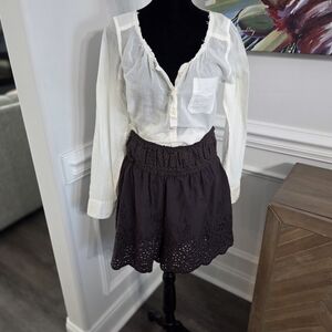 Jaded Gypsy Under Wraps Eyelet Shorts Size S/M Brown Boho Festival Cottagecore